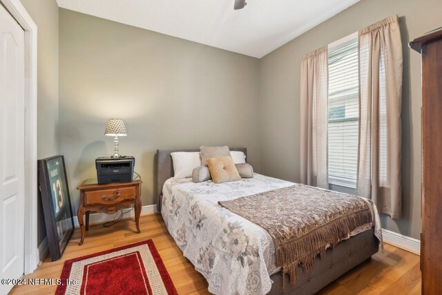 bedroom featuring light hardwood / wood-style flooring