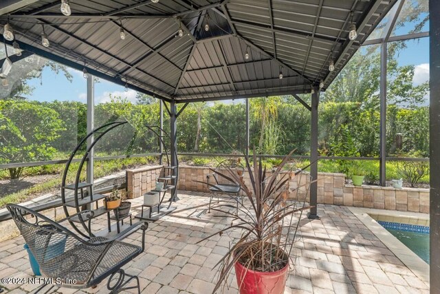 view of patio featuring a gazebo