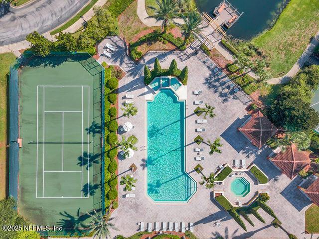 bird's eye view of a pool