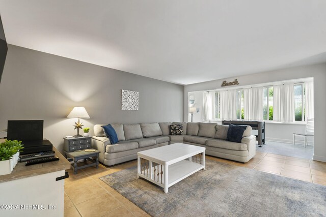 view of tiled living room