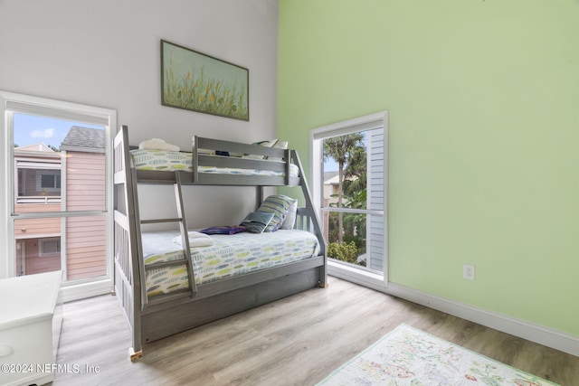 bedroom with light wood-type flooring