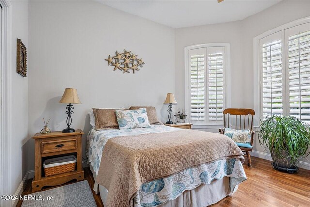 bedroom featuring light hardwood / wood-style flooring