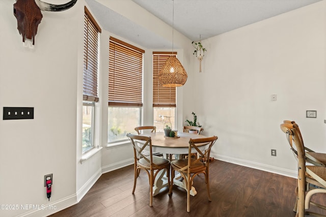 9042 Ford Rd, Bryceville, FL 32009 - dining space featuring baseboards and dark wood finished floors