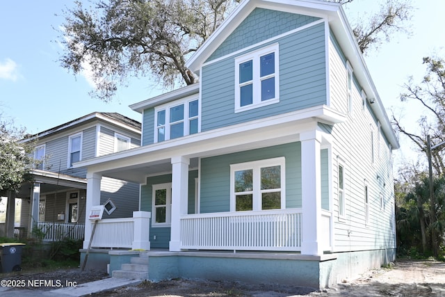 view of front facade featuring covered porch