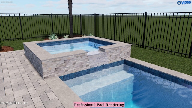 view of pool featuring an in ground hot tub