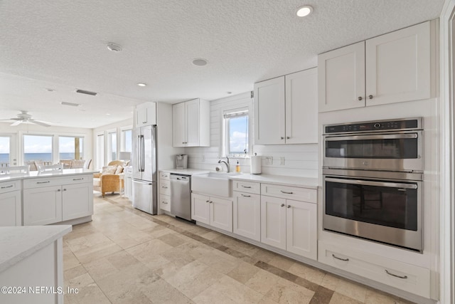 kitchen with white cabinetry, a healthy amount of sunlight, and stainless steel appliances