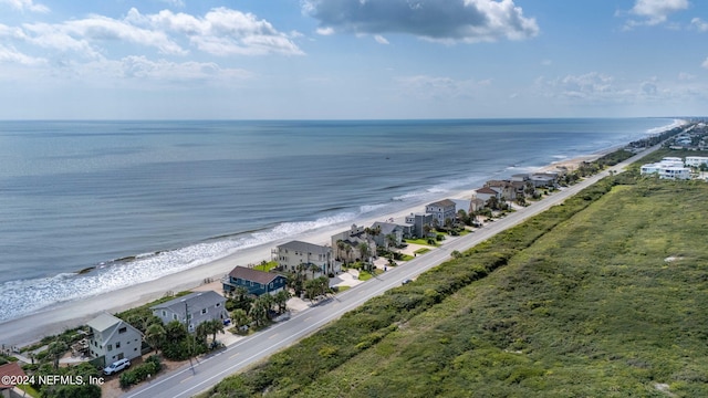 aerial view with a view of the beach and a water view