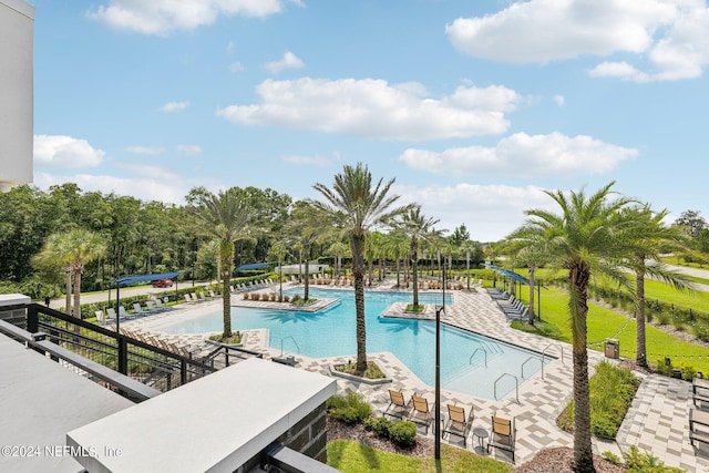 view of pool featuring a patio