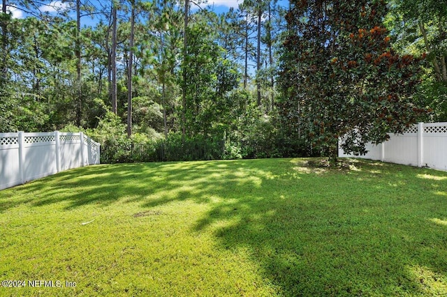 view of yard with a fenced backyard