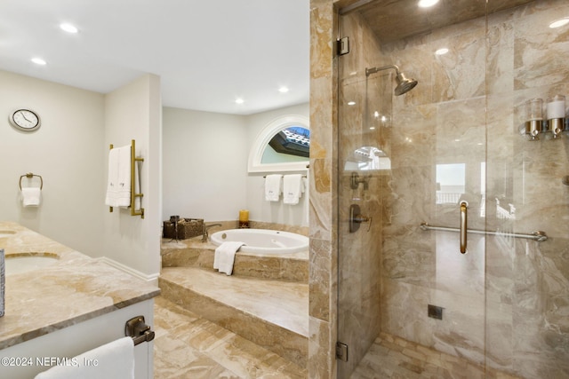 901 Ponte Vedra Blvd, Ponte Vedra Beach, FL 32082 - full bathroom featuring a garden tub, vanity, recessed lighting, and a stall shower