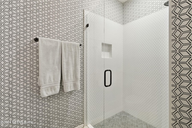 bathroom featuring walk in shower