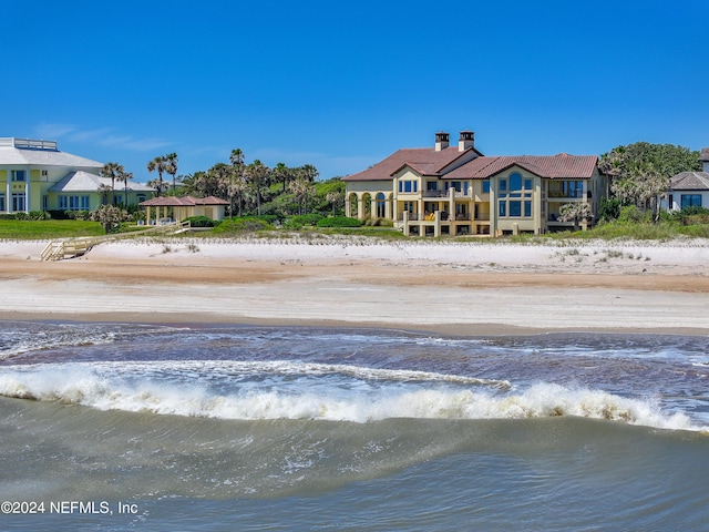 exterior space with a beach view