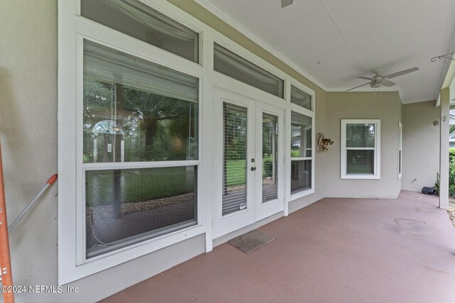 view of patio / terrace featuring ceiling fan