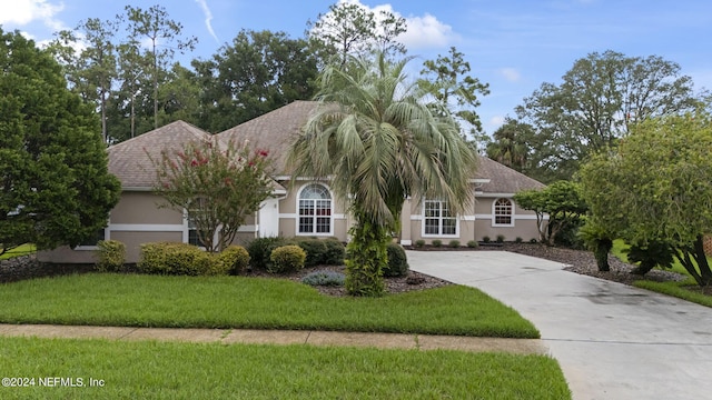 view of front of house featuring a front lawn