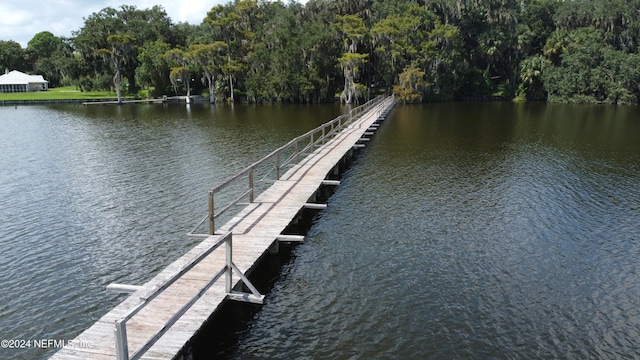 view of dock featuring a water view