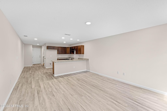 unfurnished living room with light wood-type flooring