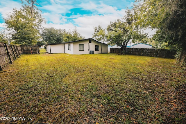 view of yard featuring a fenced backyard