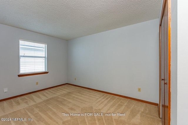 carpeted spare room with a textured ceiling