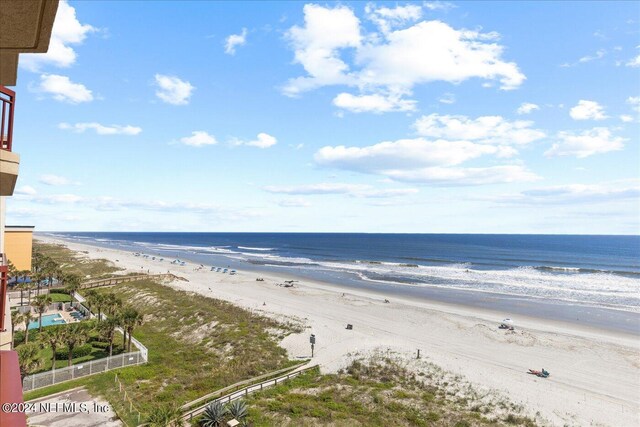 property view of water with a beach view