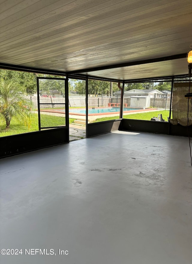 view of unfurnished sunroom