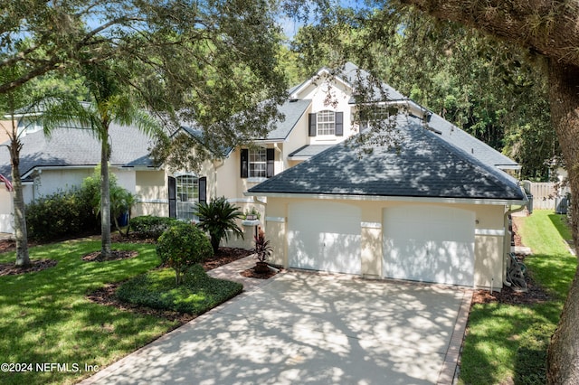 view of front of property with a front lawn