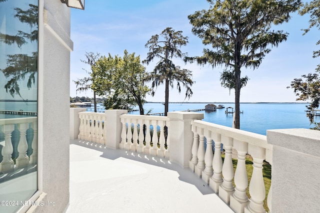 balcony with a water view