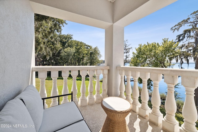 balcony with a water view