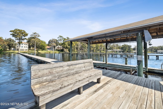 view of dock featuring a water view