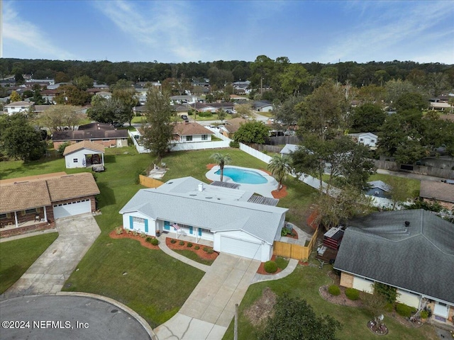 drone / aerial view with a residential view