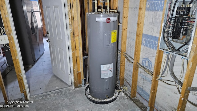 utility room featuring electric water heater