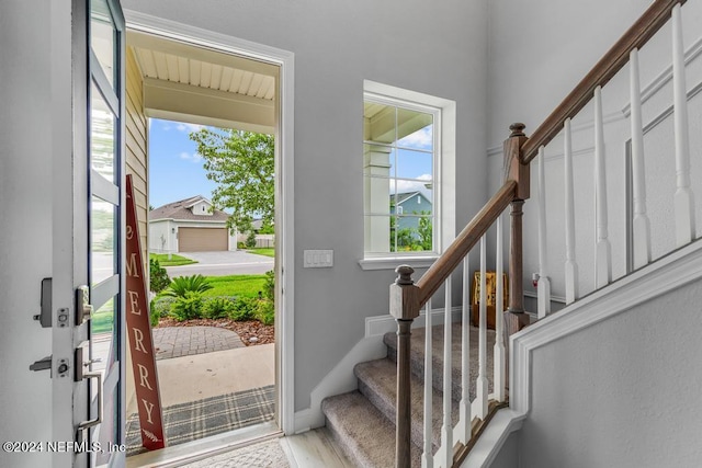 foyer with hardwood / wood-style flooring