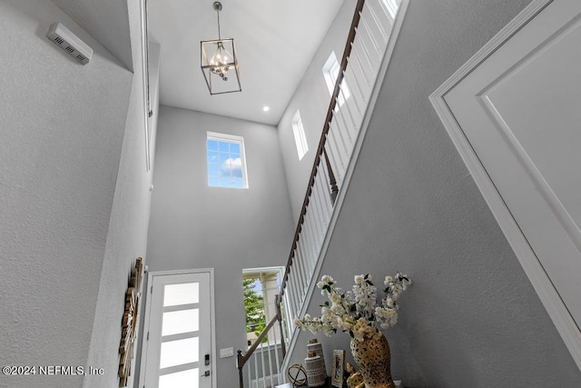 interior space with a notable chandelier