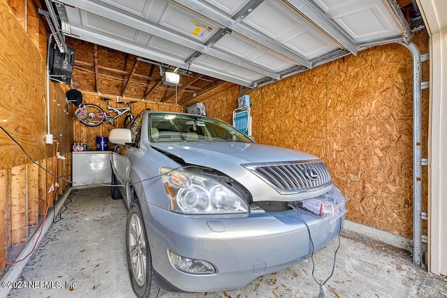 garage with a garage door opener