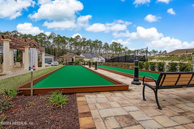 view of community featuring a pergola