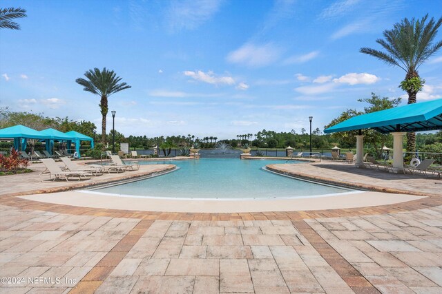 view of pool featuring a gazebo