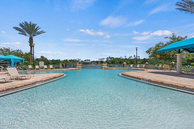 view of swimming pool featuring a patio