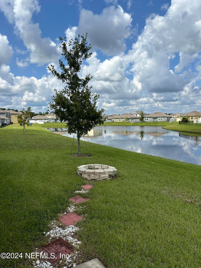 exterior space featuring a water view