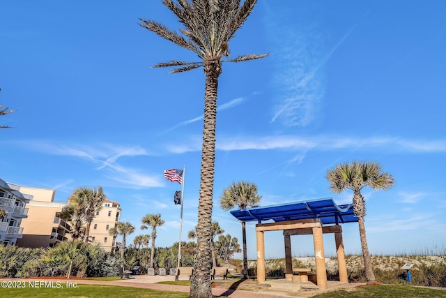 exterior space featuring a pergola