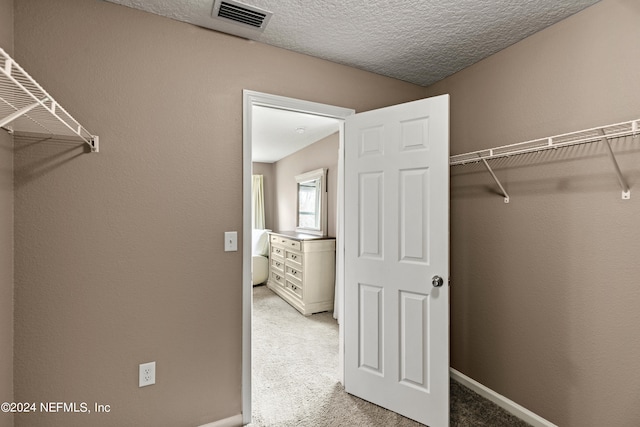 walk in closet with carpet floors