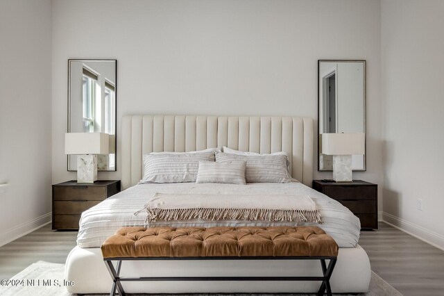 bedroom featuring light hardwood / wood-style floors