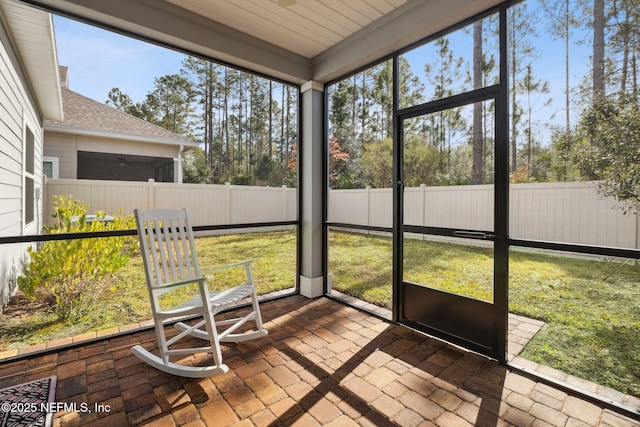 view of unfurnished sunroom