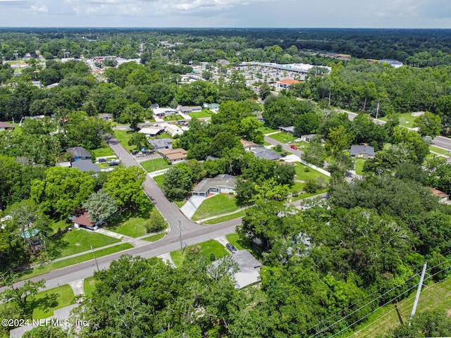 aerial view featuring a forest view