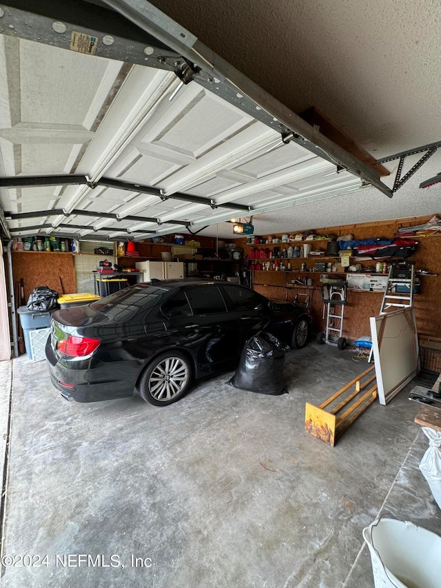 garage with a garage door opener