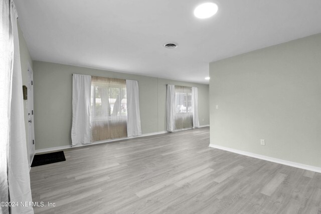 unfurnished living room with light hardwood / wood-style floors