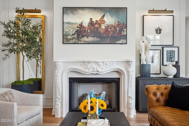 living room with hardwood / wood-style flooring