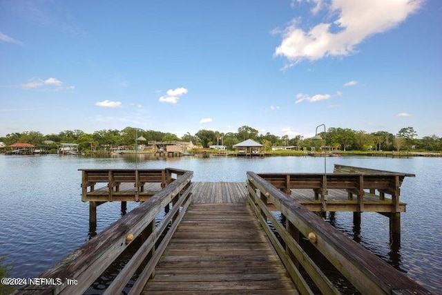 dock area featuring a water view