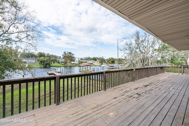 deck with a water view