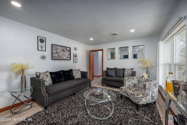 living room featuring light hardwood / wood-style floors