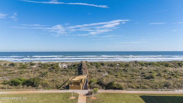 view of water feature with a view of the beach