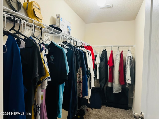 spacious closet featuring carpet floors